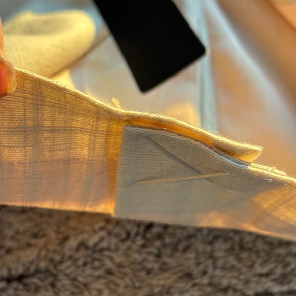 Mina Self Flax Linen Blend Blazer Beige Business Casual L Ruched Sleeve 18995 - Picture 11 of 12